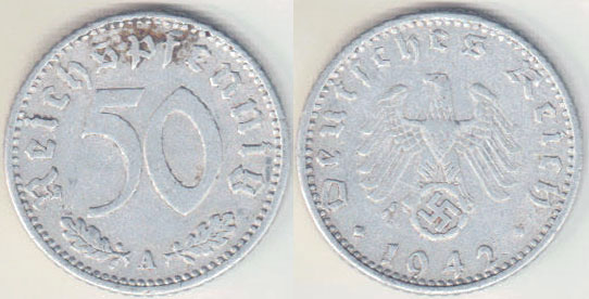 1942 A Germany 50 Pfennig A001050.